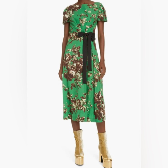Dries Van Noten Floral Green Dress - Picture 4 of 7